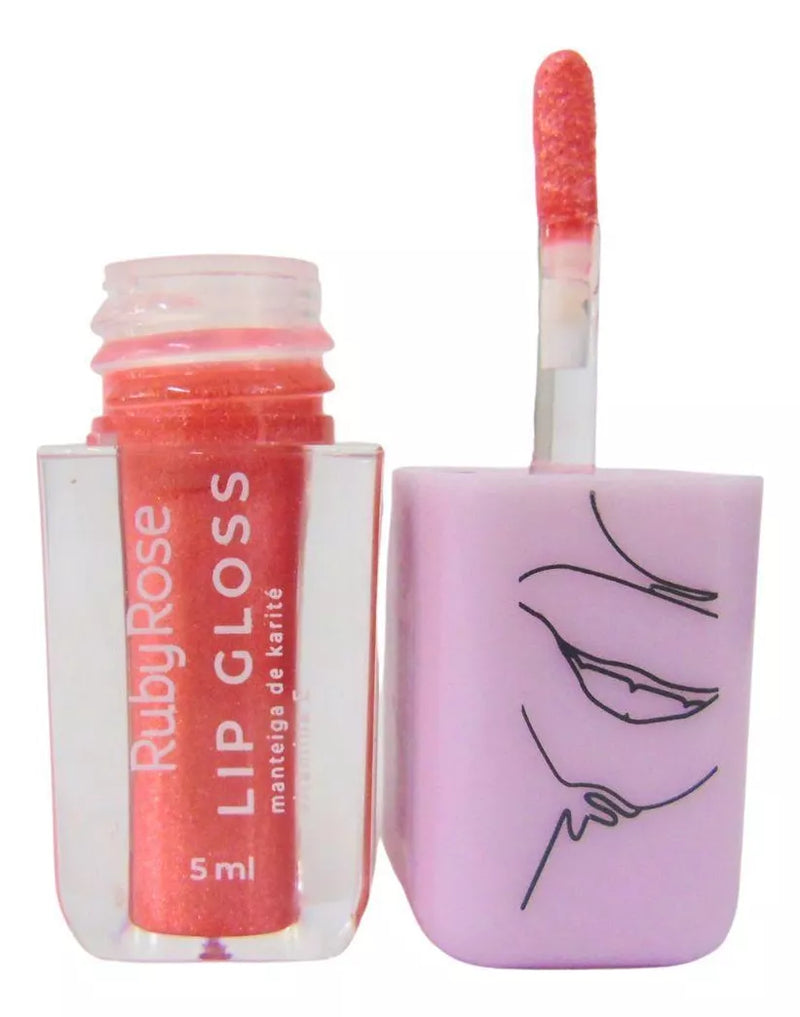 Lip Gloss com Glitter - 02 - Flame - Ruby Rose